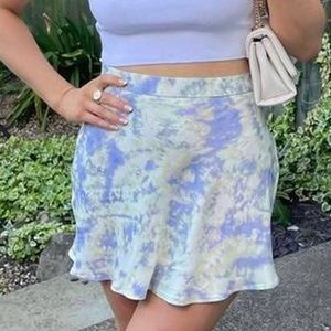 Zara tie dye mini silk skirt